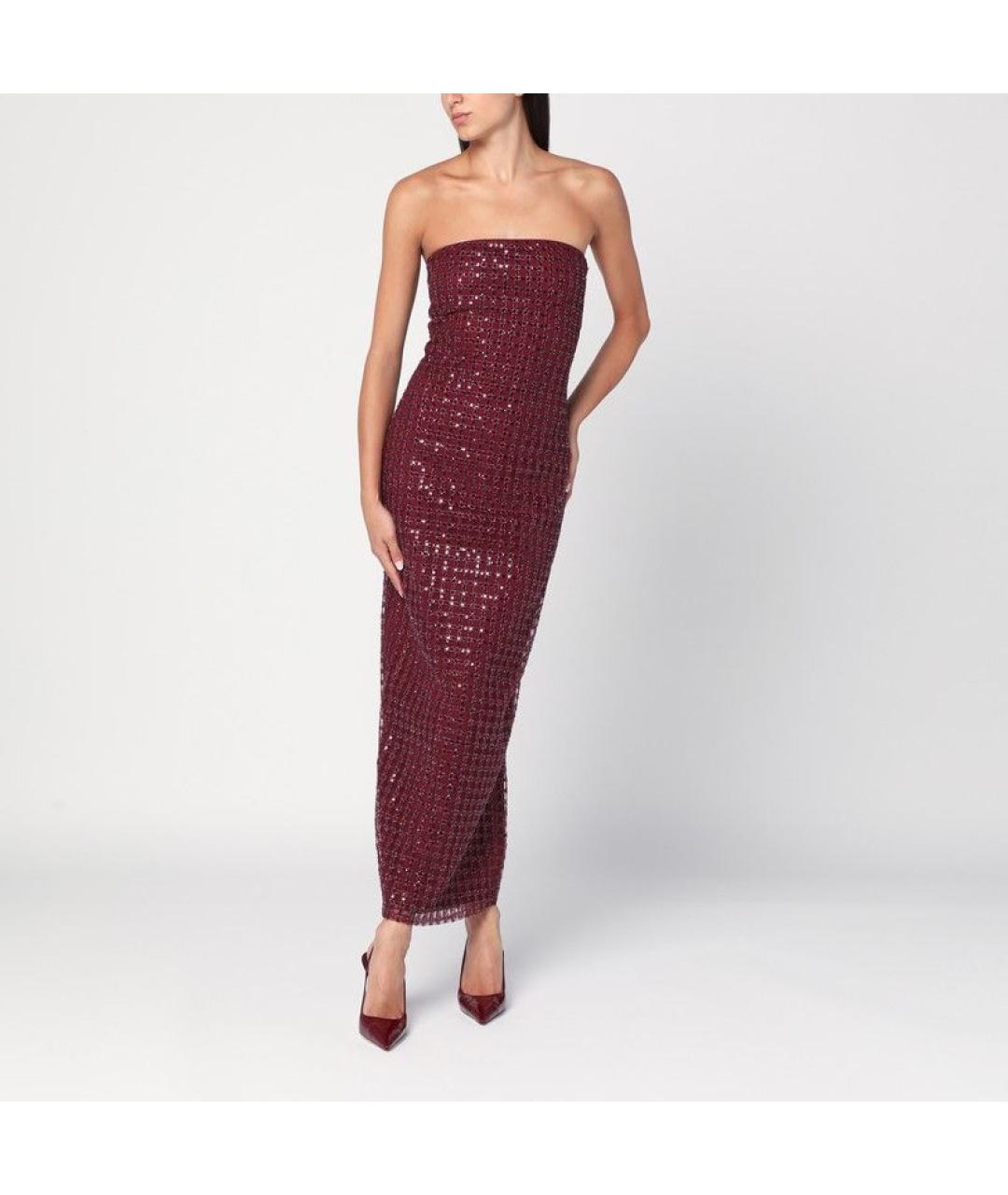 ROTATE Бордовое полиэстеровое вечернее платье, фото 2