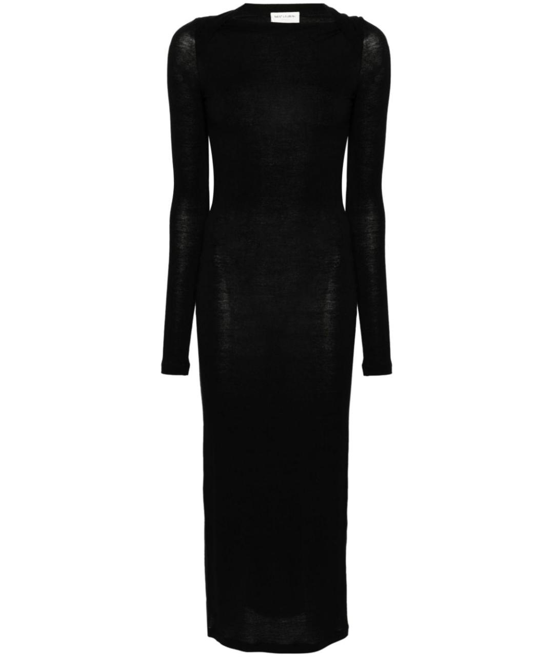 SAINT LAURENT Черное шерстяное повседневное платье, фото 1