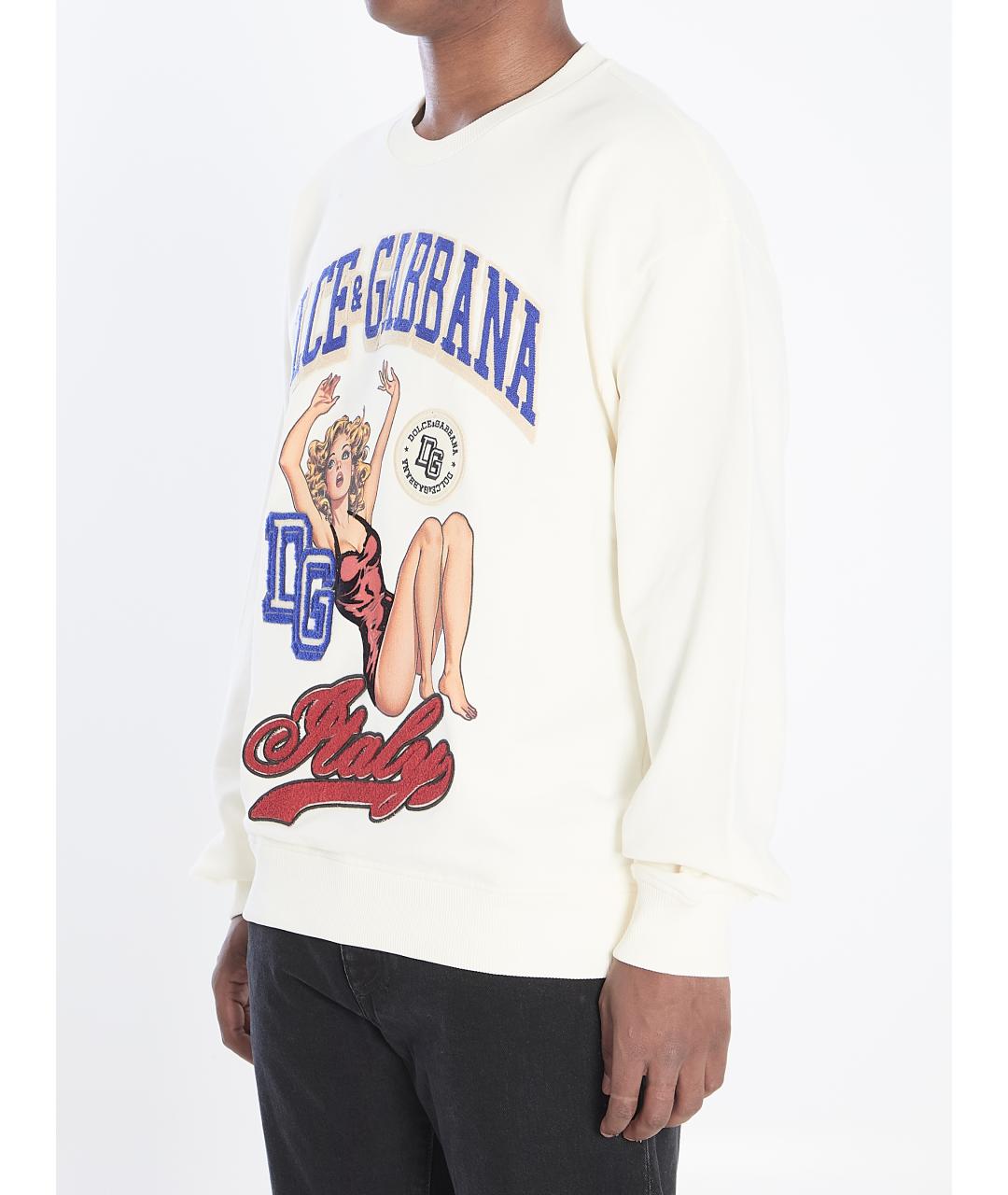 DOLCE&GABBANA Белый хлопковый джемпер / свитер, фото 3