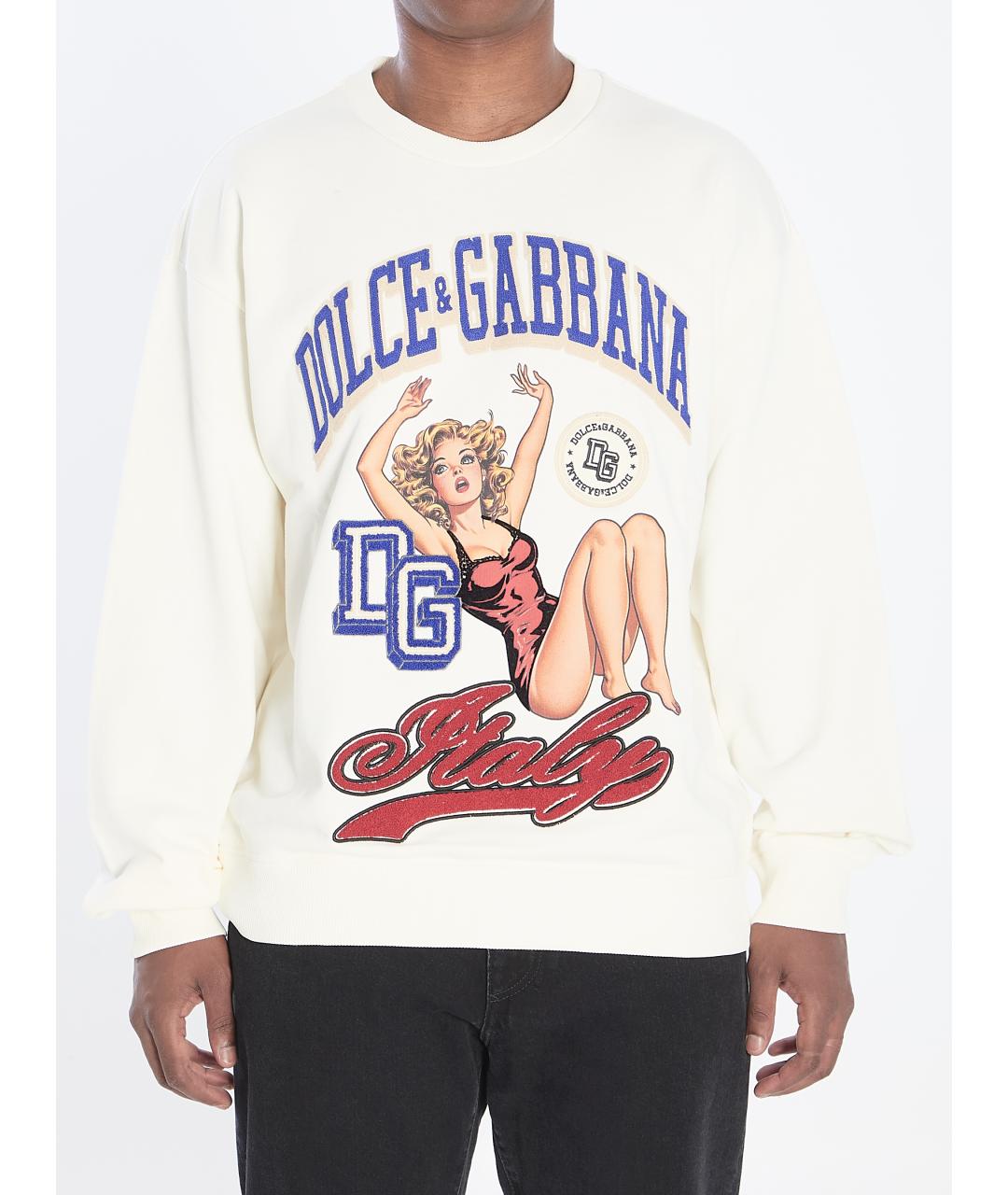 DOLCE&GABBANA Белый хлопковый джемпер / свитер, фото 2