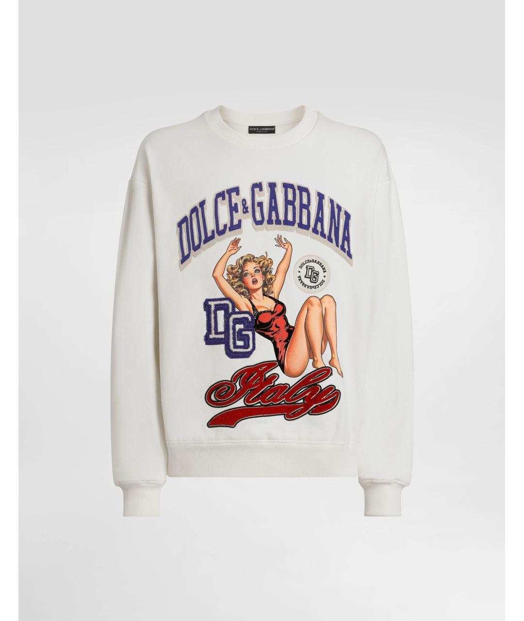 DOLCE&GABBANA Белый хлопковый джемпер / свитер, фото 6