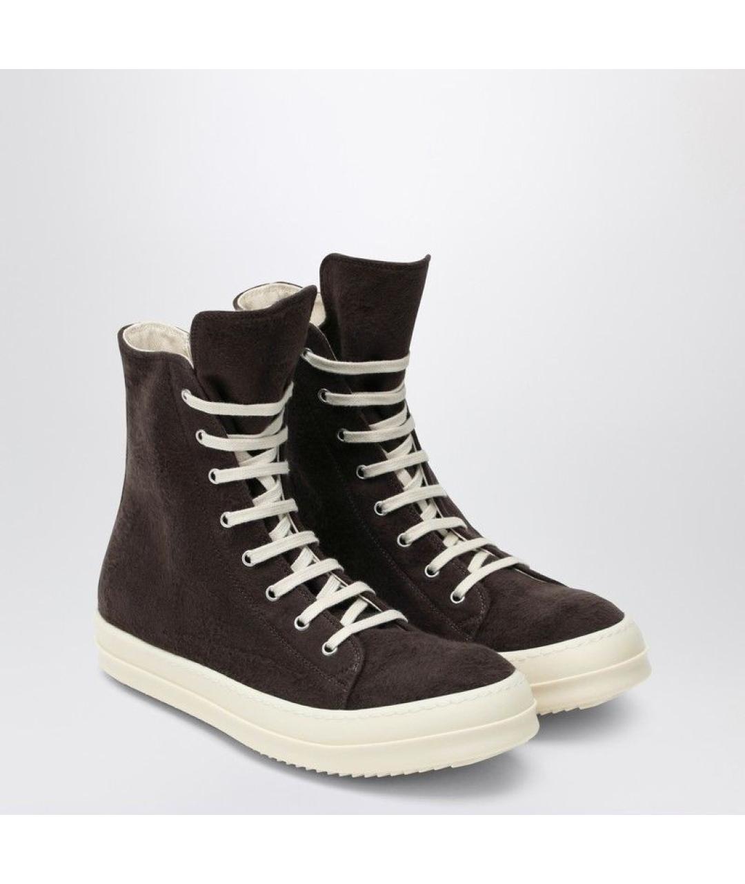 RICK OWENS DRKSHDW Серые текстильные высокие кроссовки / кеды, фото 2