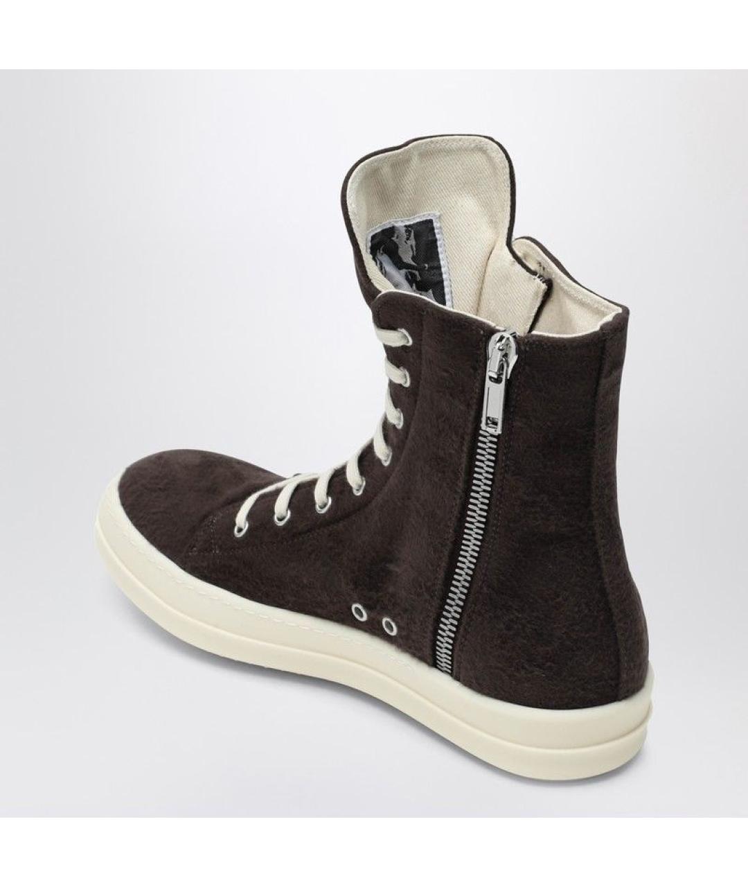 RICK OWENS DRKSHDW Серые текстильные высокие кроссовки / кеды, фото 3