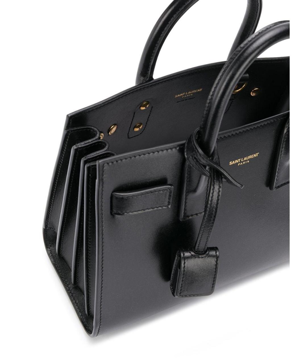 SAINT LAURENT Черная кожаная сумка тоут, фото 5