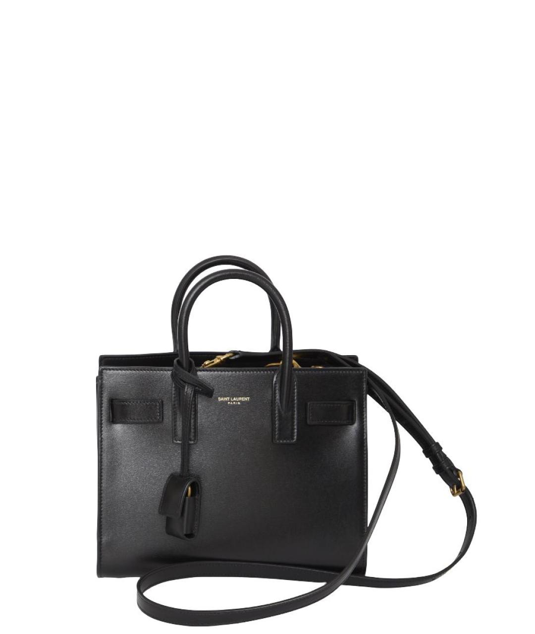 SAINT LAURENT Черная кожаная сумка тоут, фото 1