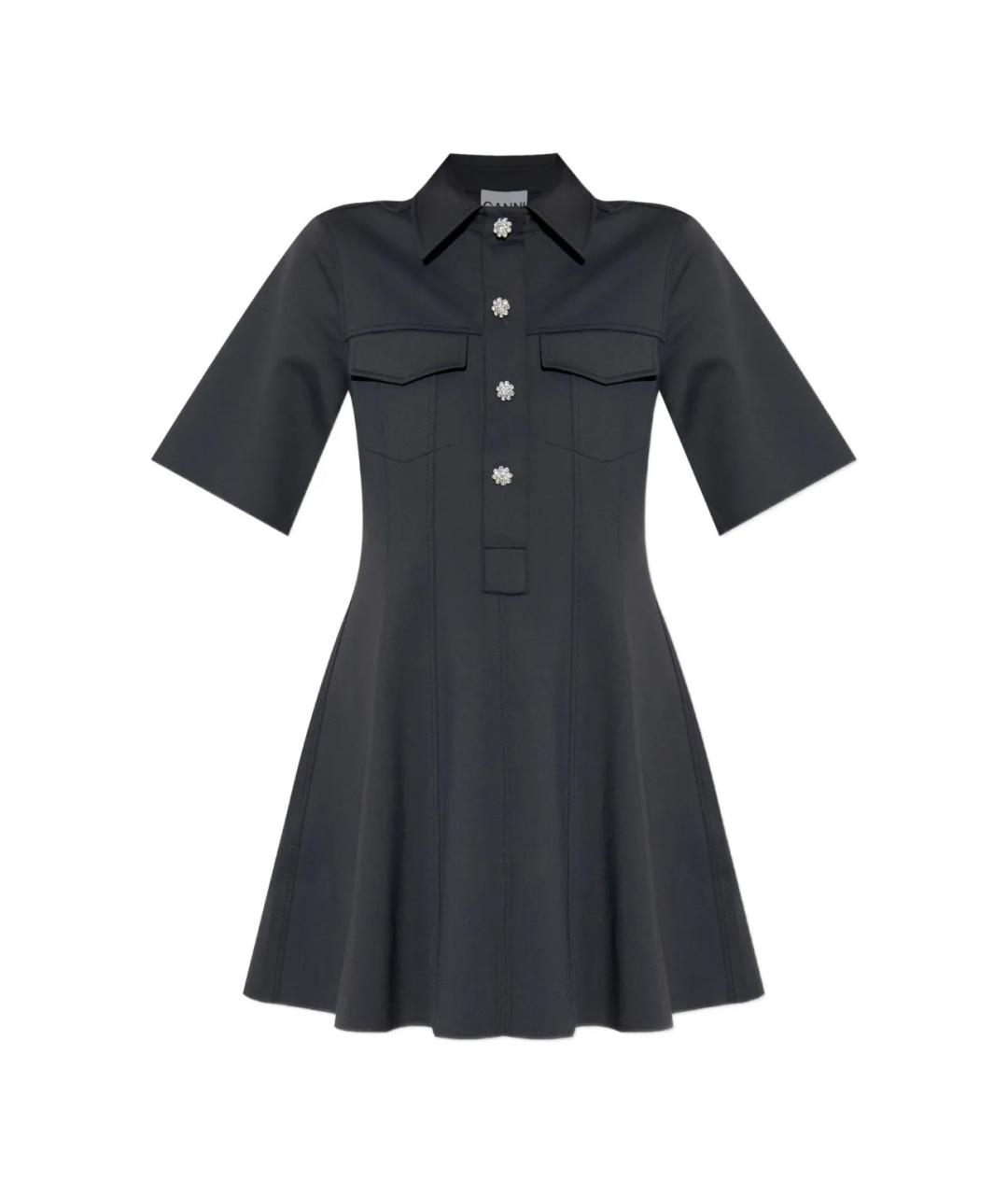 GANNI Черное полиамидовое повседневное платье, фото 1