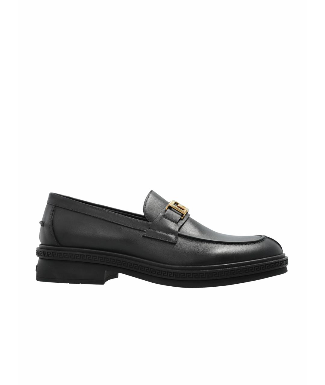 VERSACE Черные кожаные лоферы, фото 1