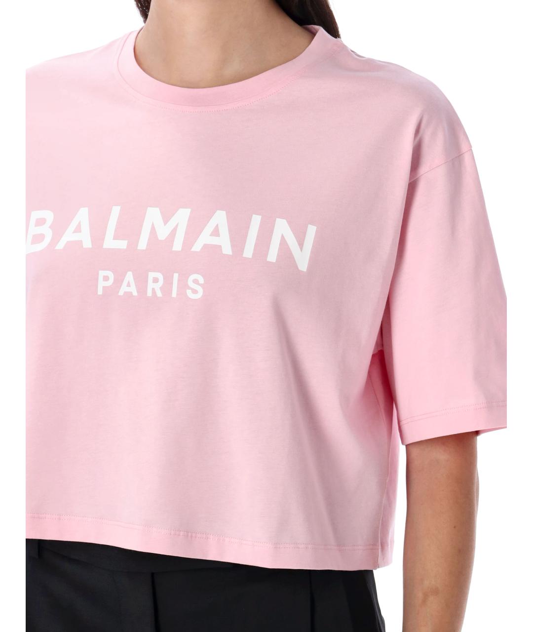 BALMAIN Розовая хлопковая футболка, фото 4