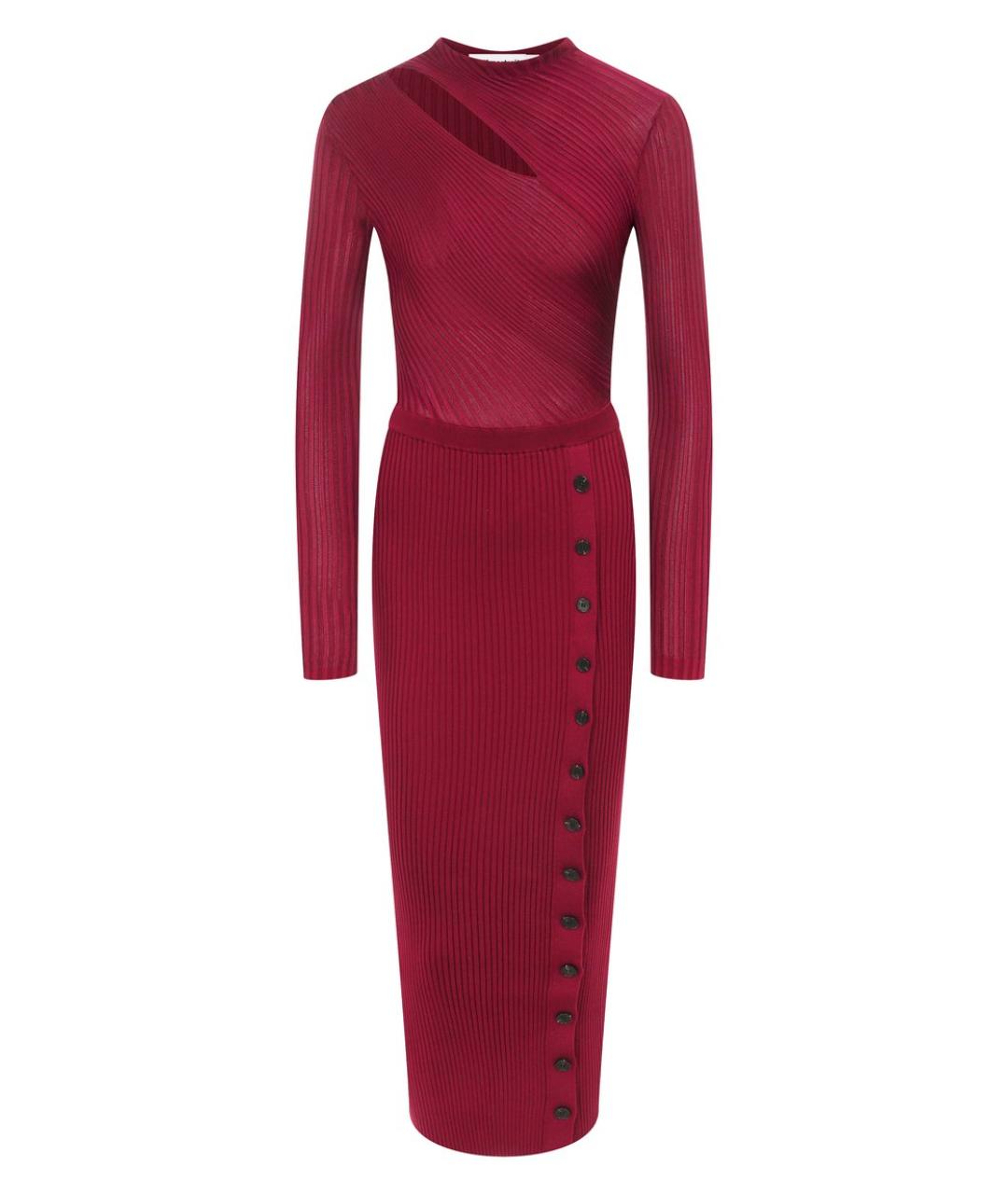 SELF-PORTRAIT Бордовое вискозное повседневное платье, фото 1