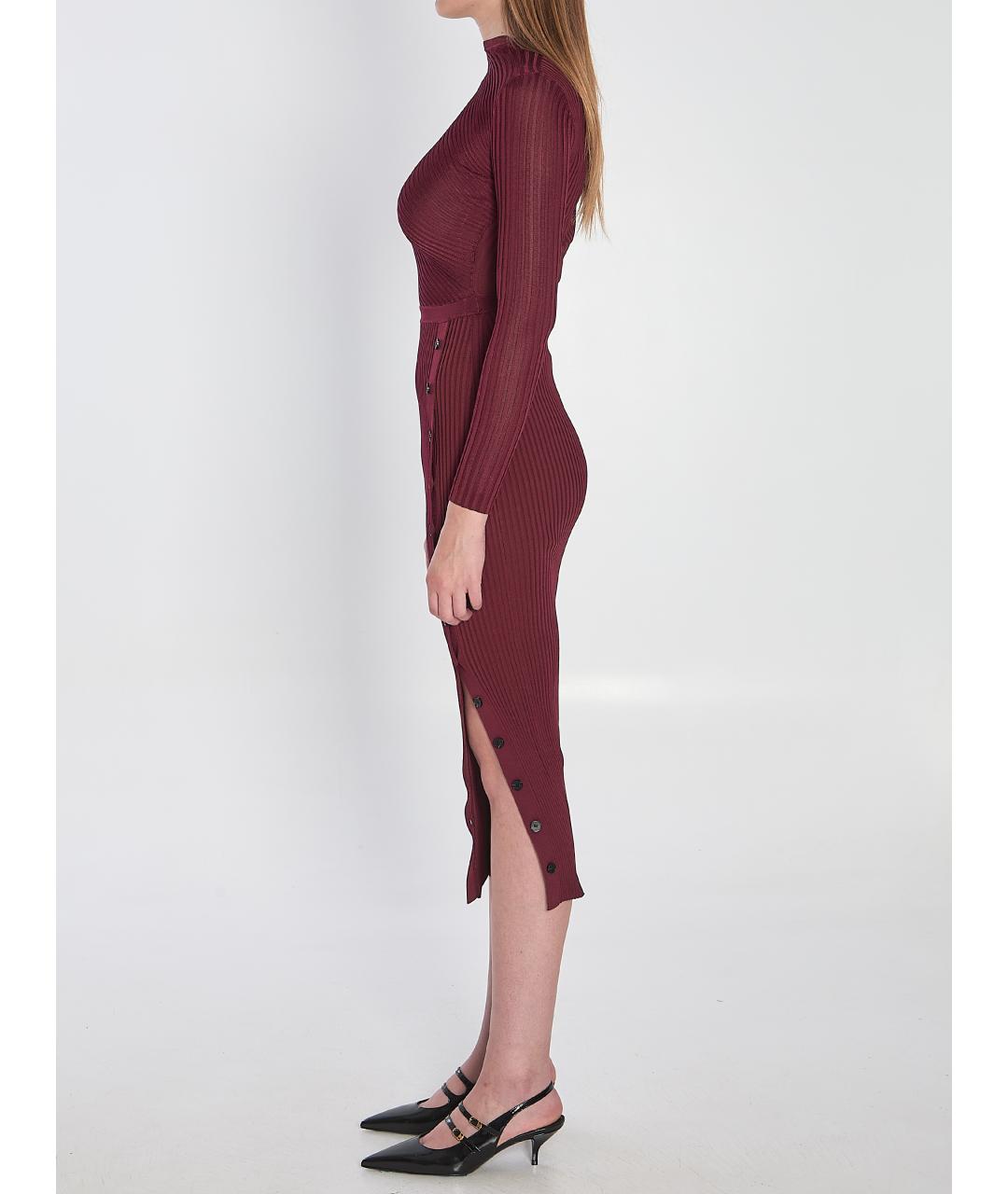 SELF-PORTRAIT Бордовое вискозное повседневное платье, фото 6