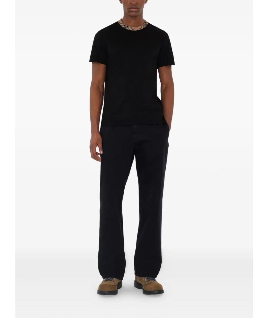 BURBERRY Черная хлопковая футболка, фото 2