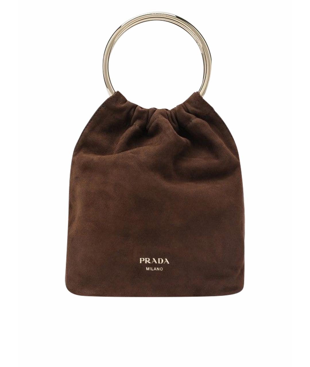PRADA Коричневая замшевая сумка с короткими ручками, фото 1