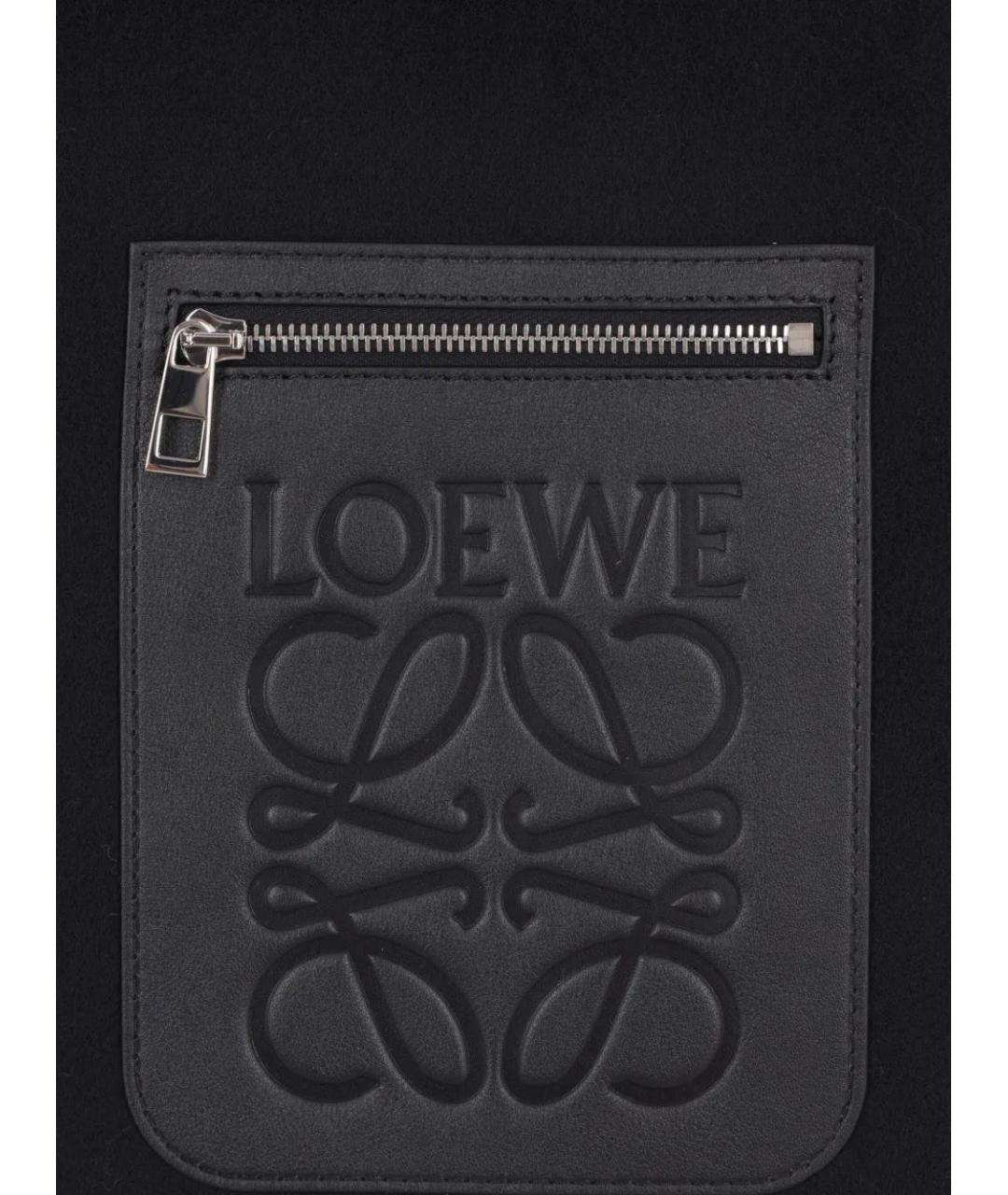 LOEWE Черный кашемировый шарф, фото 2