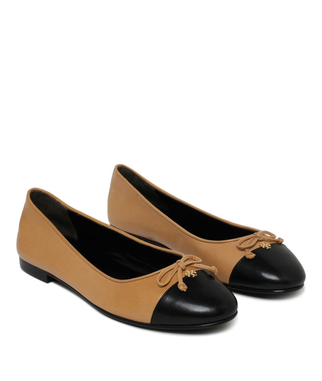 TORY BURCH Бежевые кожаные балетки, фото 2