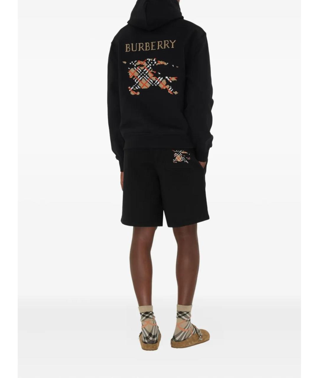 BURBERRY Черные хлопковые шорты, фото 4