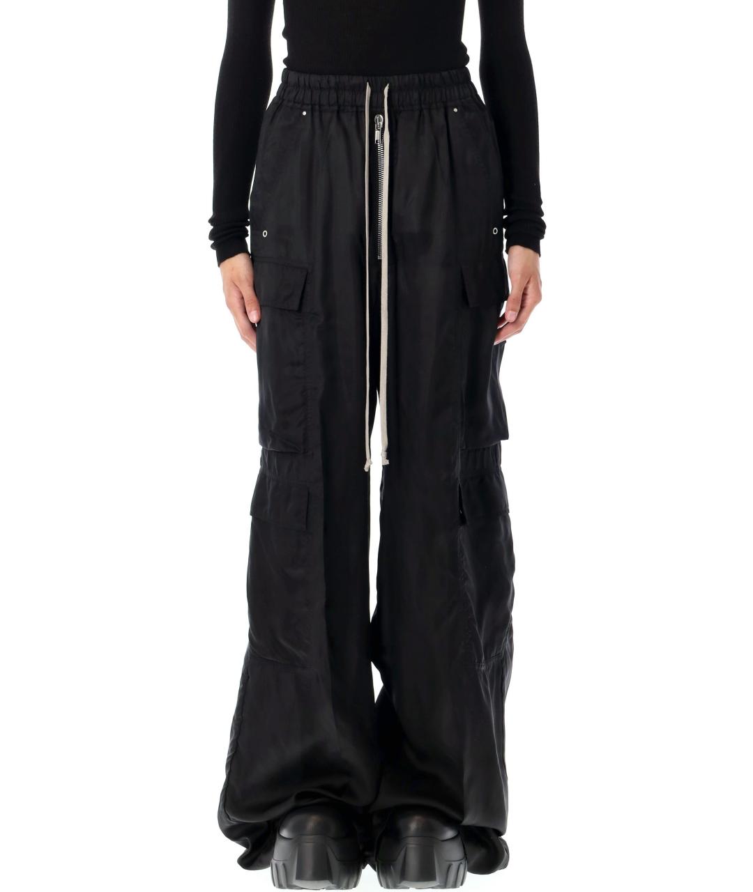 RICK OWENS Черные вискозные прямые брюки, фото 4