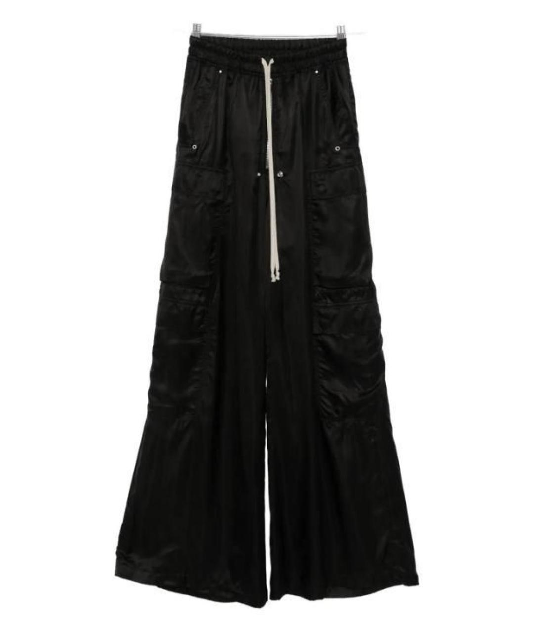 RICK OWENS Черные вискозные прямые брюки, фото 1