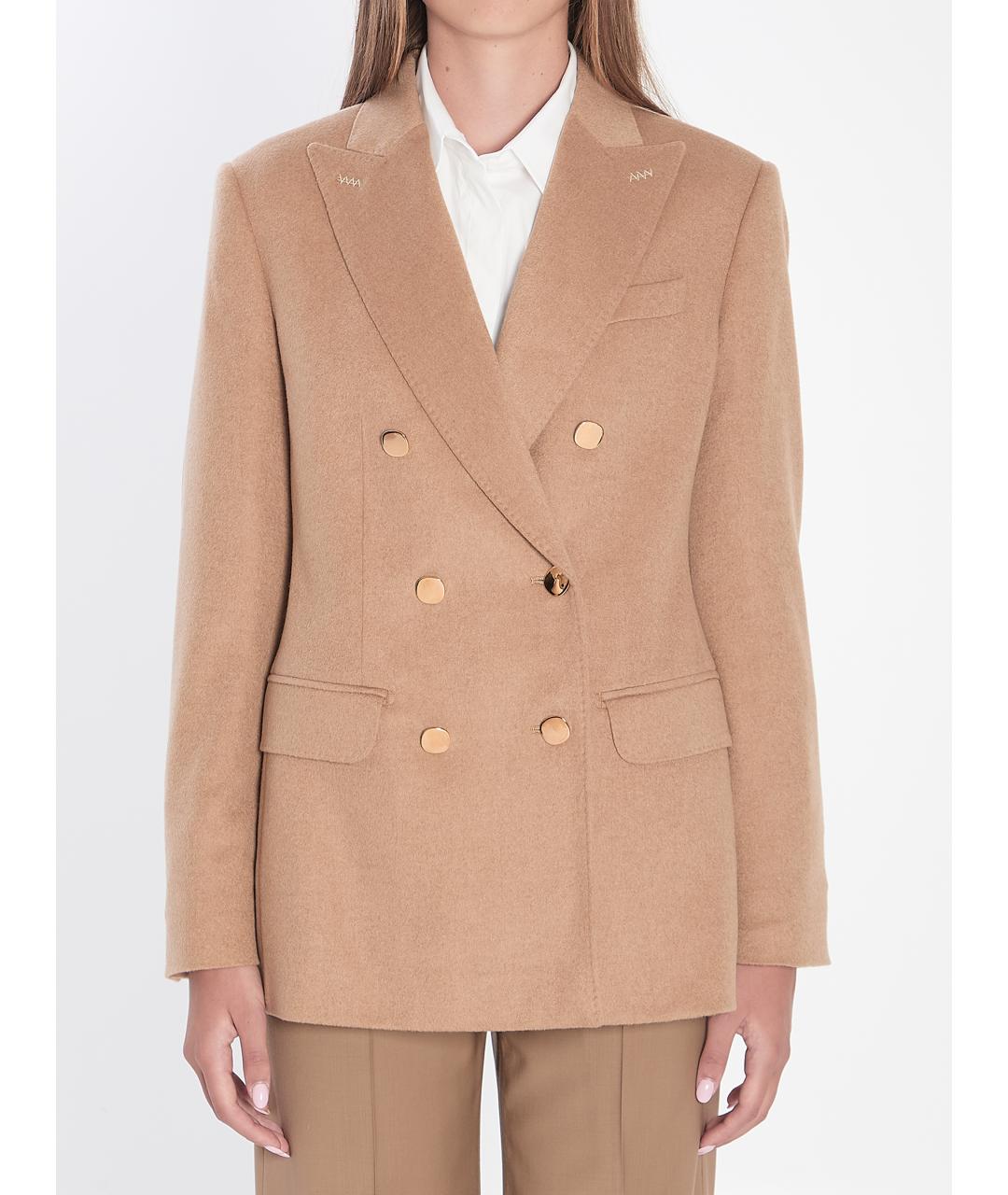 MAX MARA Бежевый шерстяной жакет/пиджак, фото 2