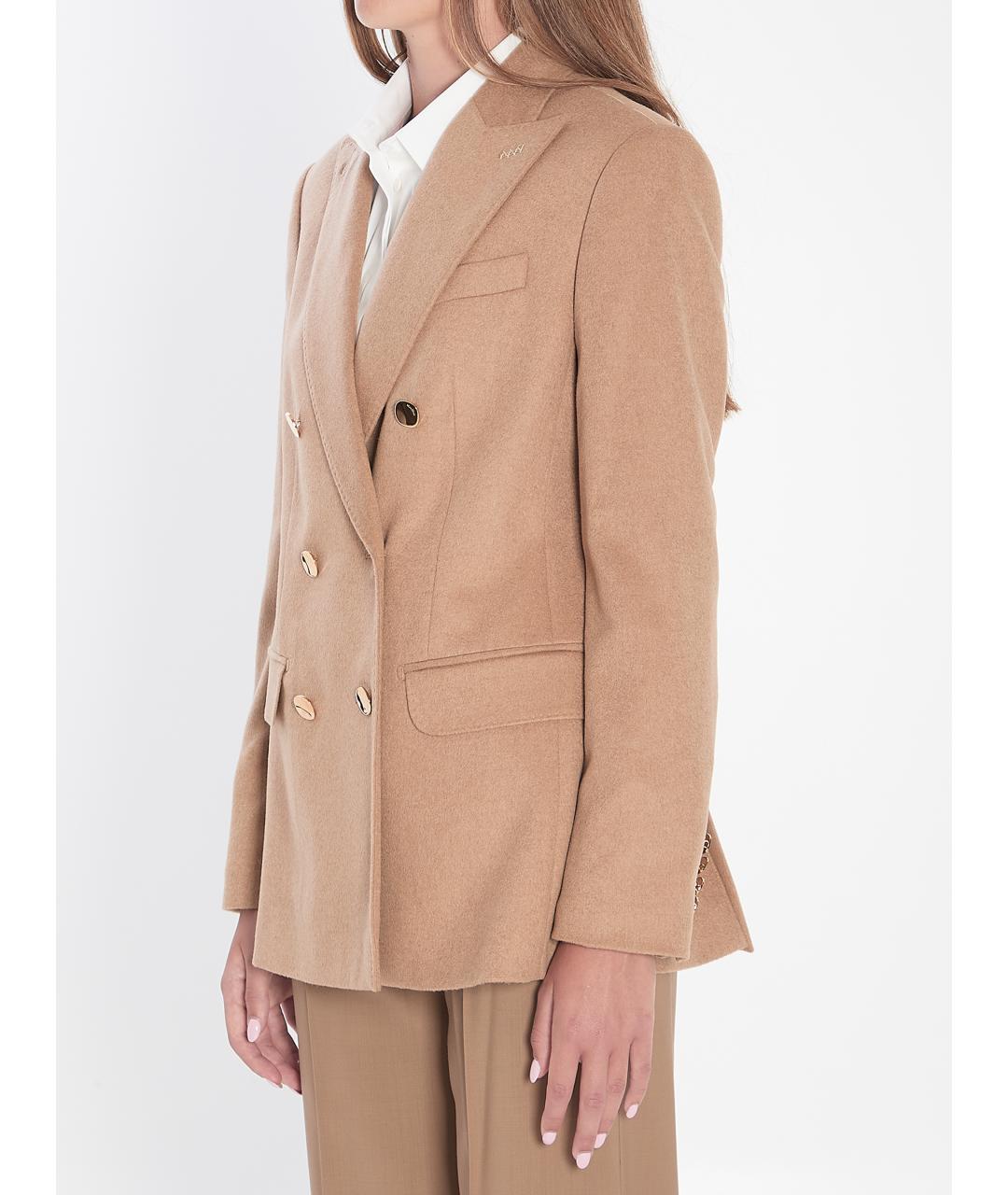 MAX MARA Бежевый шерстяной жакет/пиджак, фото 3