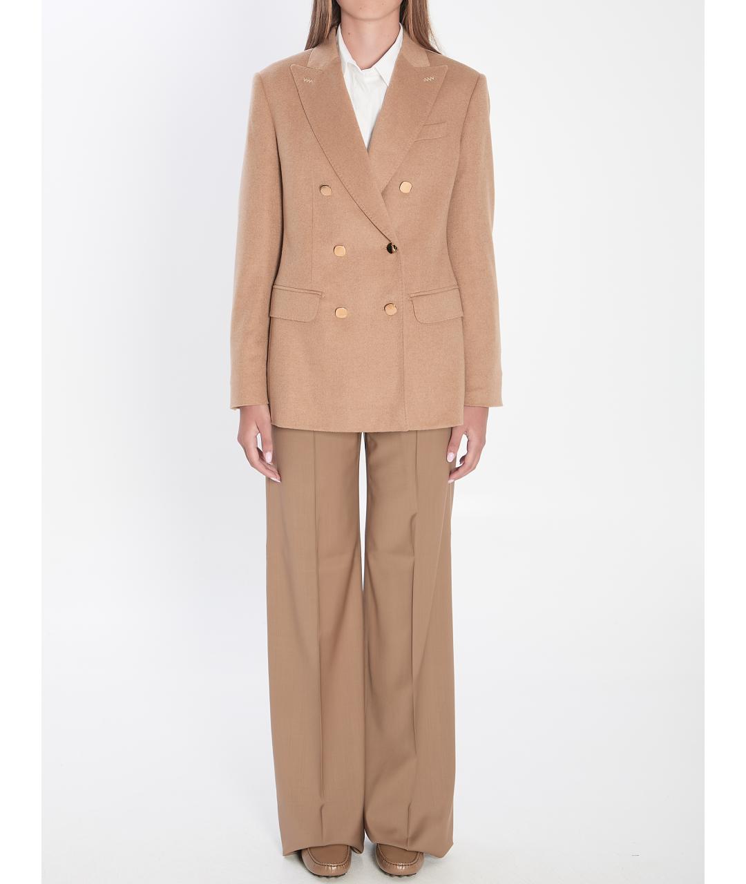 MAX MARA Бежевый шерстяной жакет/пиджак, фото 6