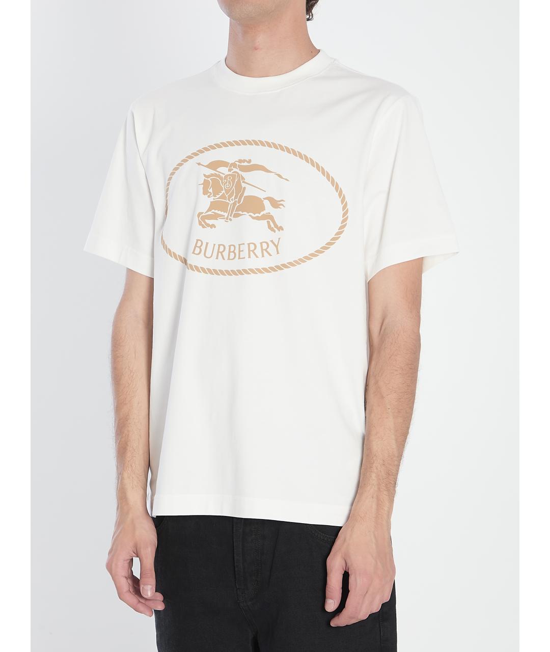 BURBERRY Белая хлопковая футболка, фото 2