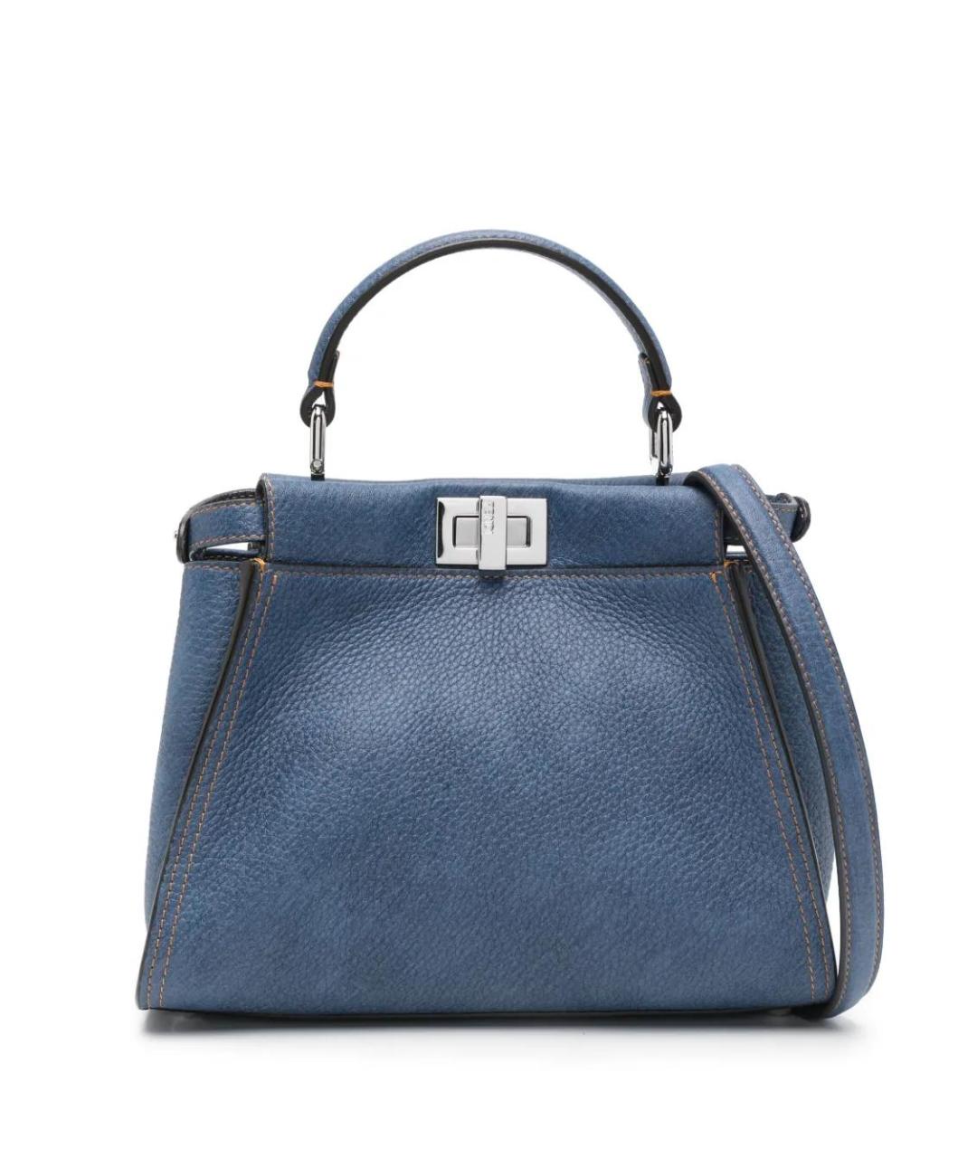 FENDI Синяя кожаная сумка тоут, фото 1