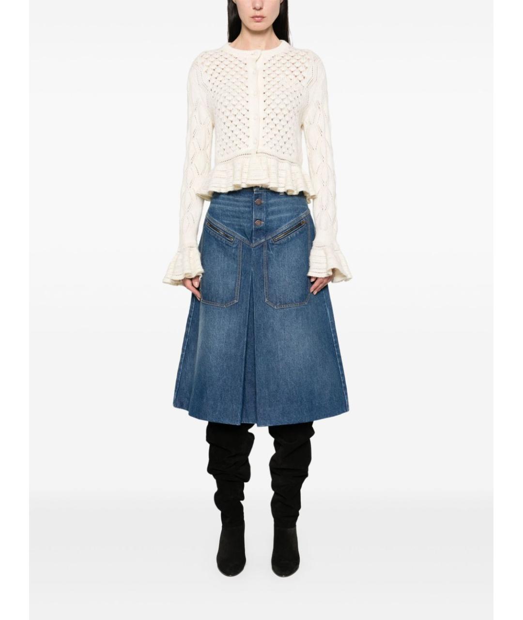 CHLOE Синяя хлопковая юбка миди, фото 4
