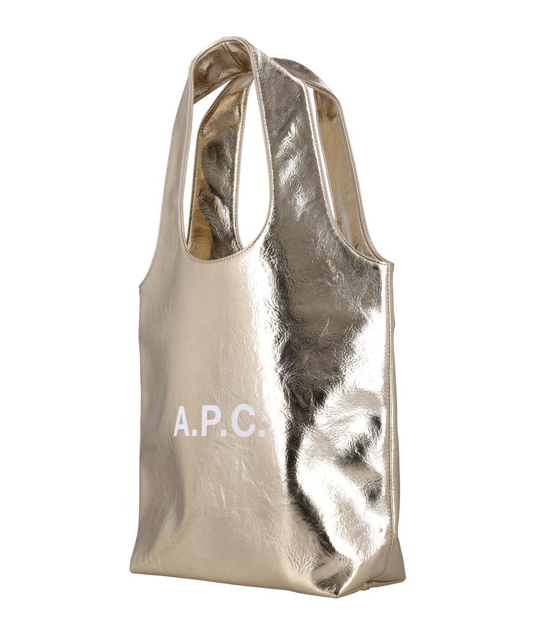 A.P.C. Золотая сумка тоут из искусственной кожи, фото 3