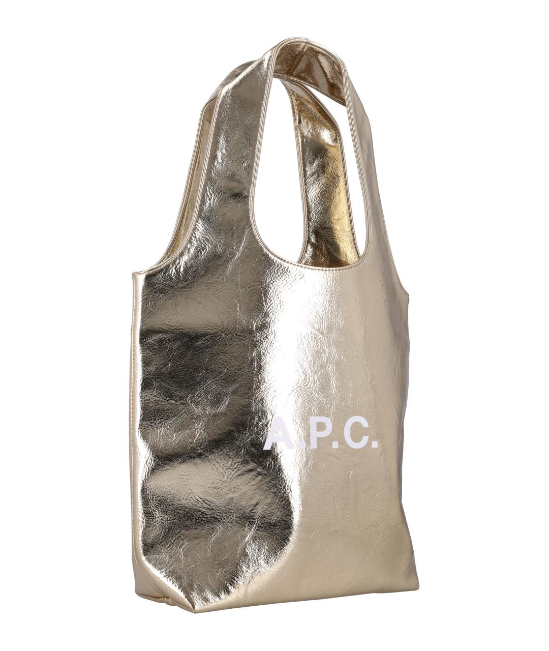 A.P.C. Золотая сумка тоут из искусственной кожи, фото 2