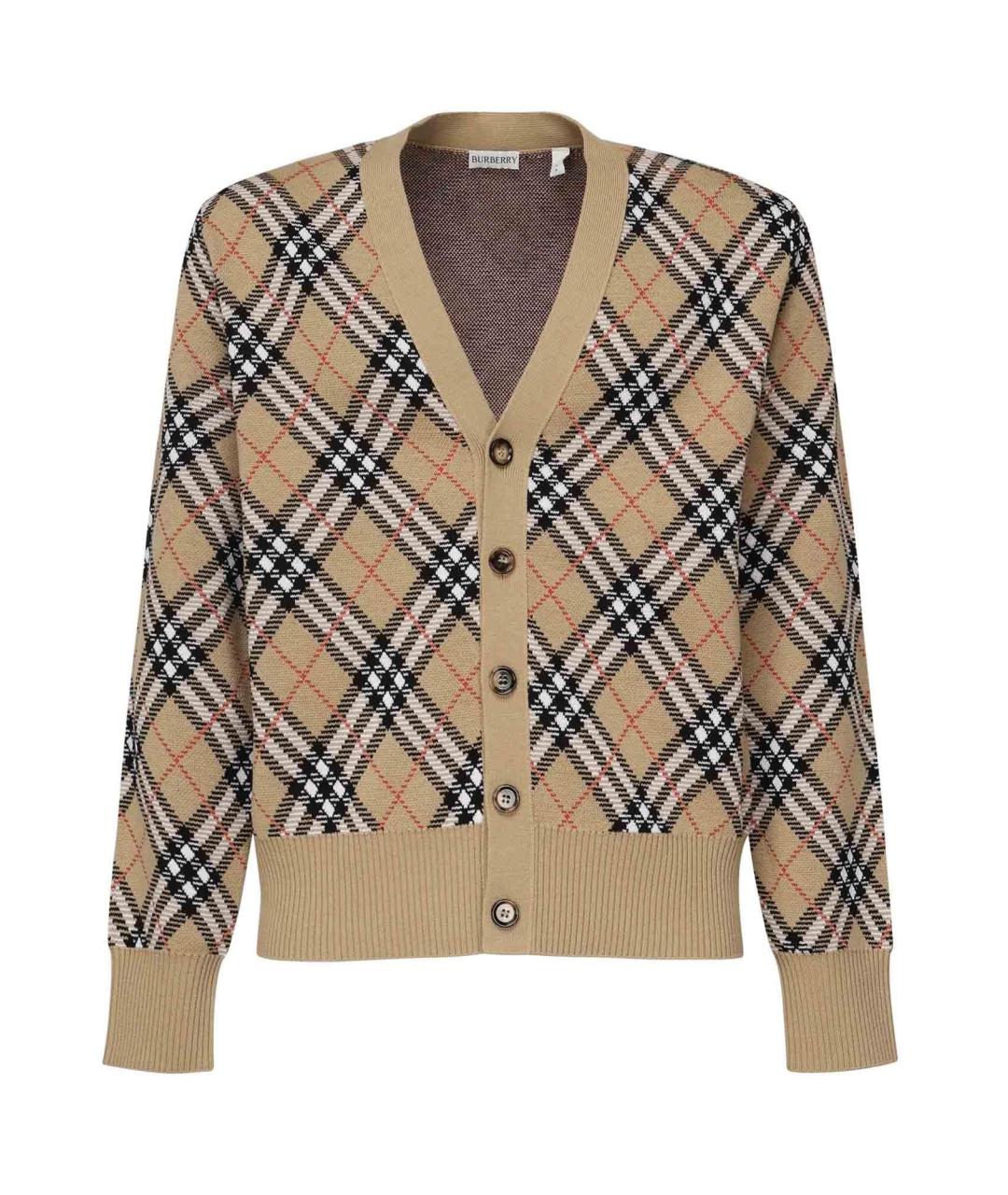 BURBERRY Бежевый шерстяной кардиган, фото 1