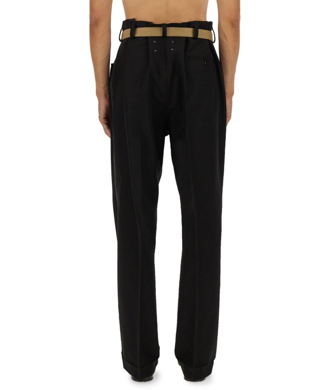 MAISON MARGIELA Черные шерстяные повседневные брюки, фото 3