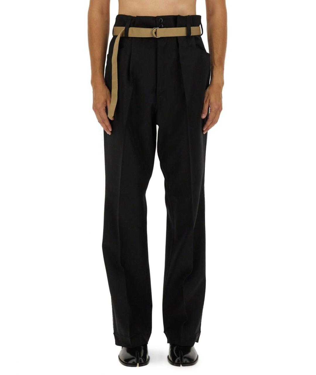 MAISON MARGIELA Черные шерстяные повседневные брюки, фото 5