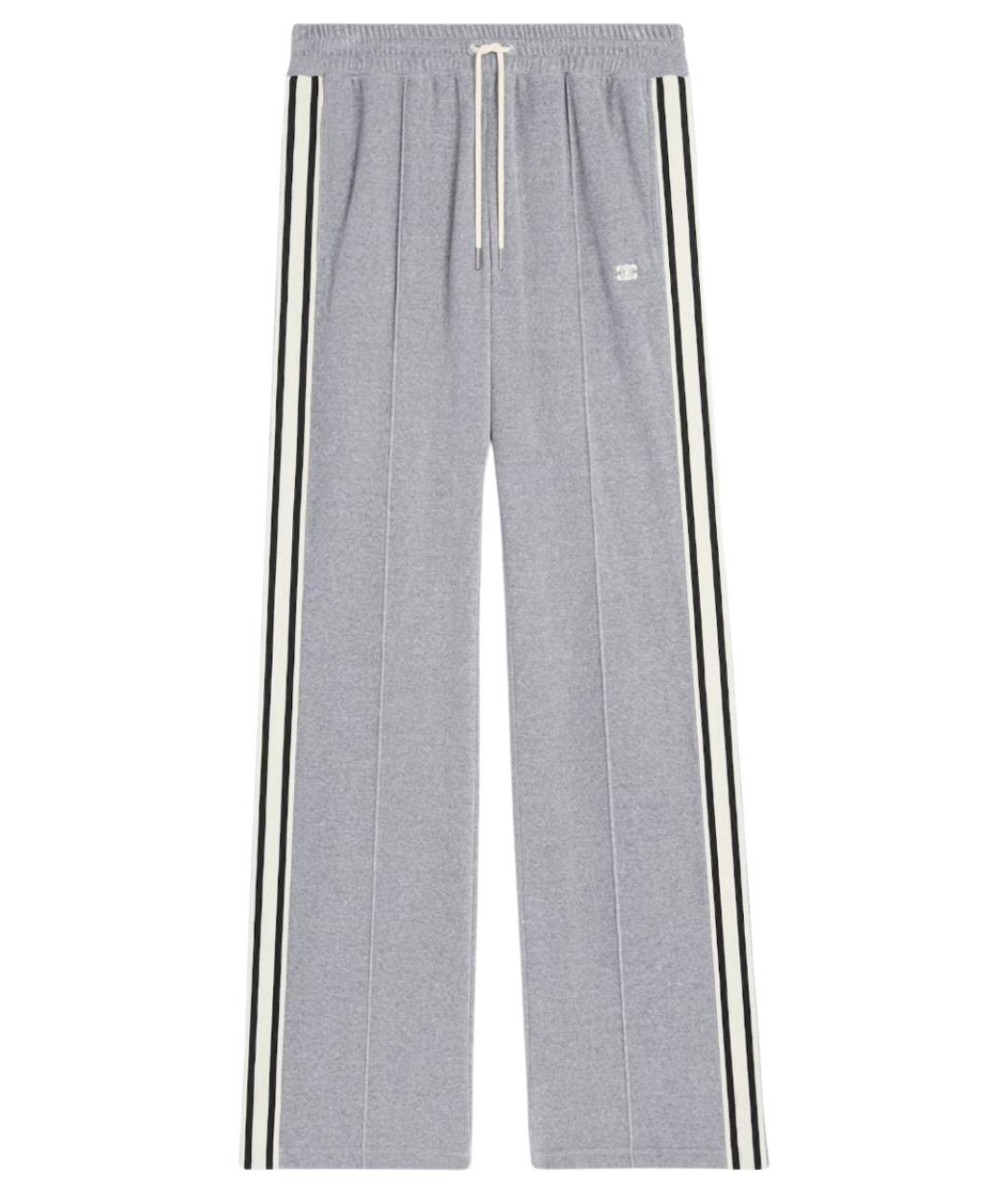 CELINE Серые хлопко-эластановые повседневные брюки, фото 1