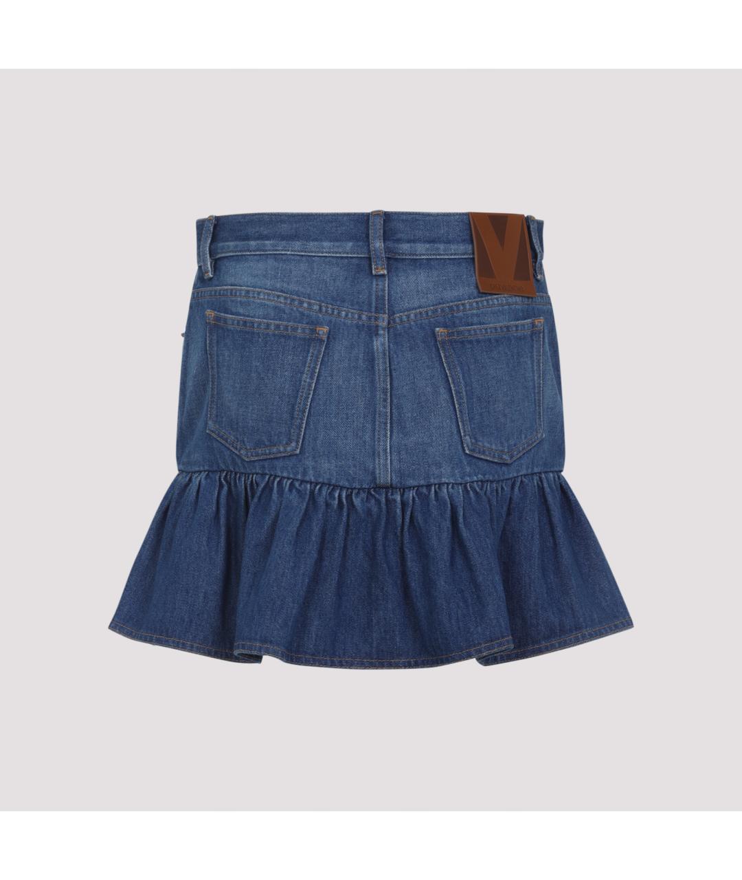 VALENTINO Синяя хлопковая юбка мини, фото 2