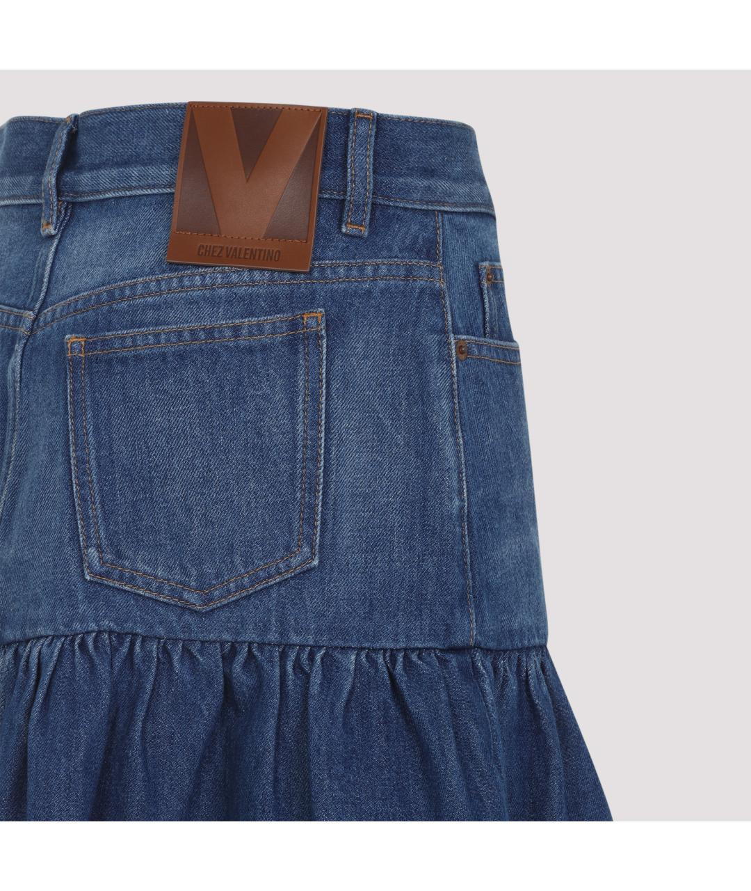 VALENTINO Синяя хлопковая юбка мини, фото 3