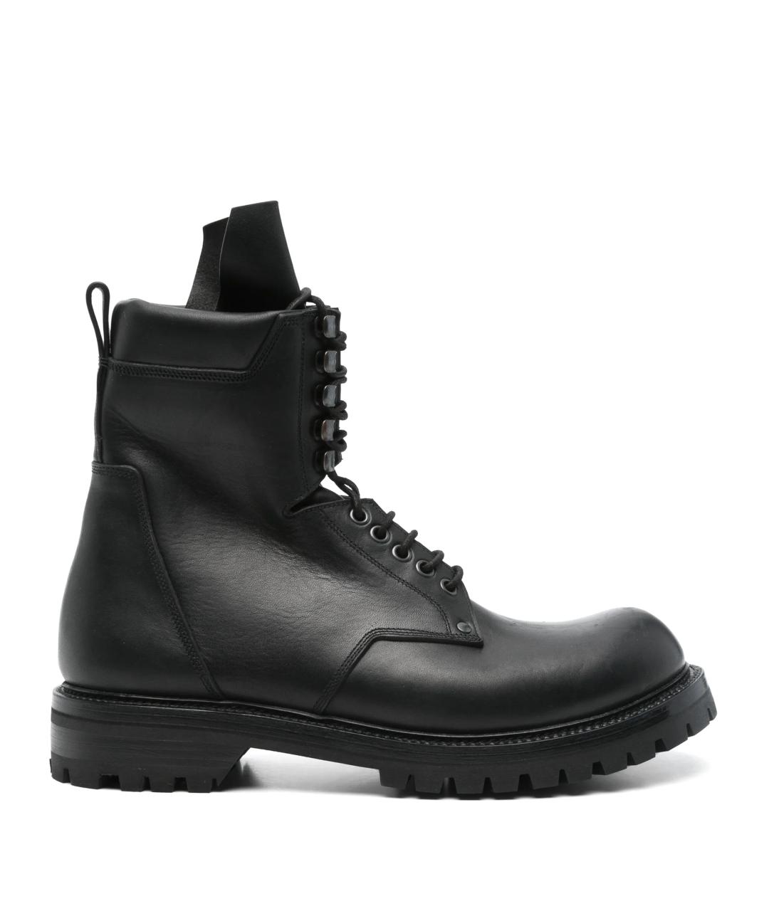 RICK OWENS Черные кожаные высокие ботинки, фото 1