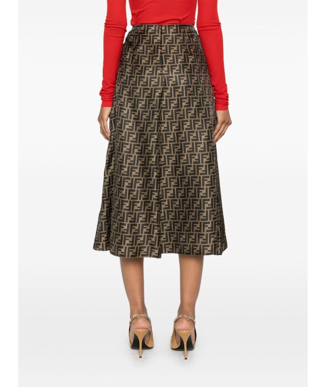 FENDI Коричневая полиэстеровая юбка миди, фото 5