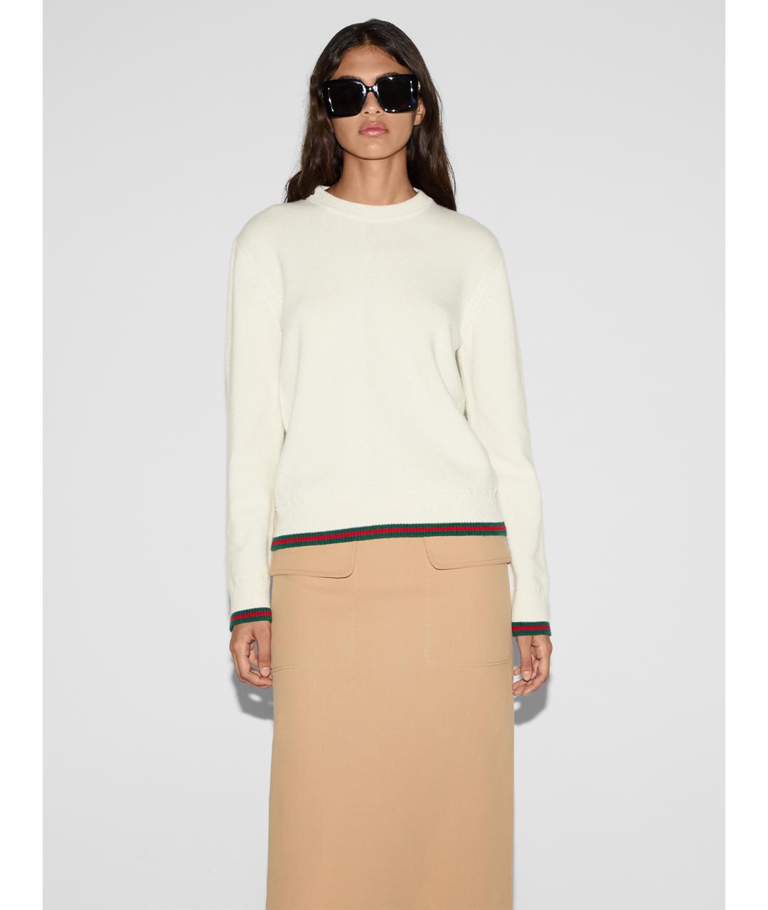 GUCCI Бежевый шерстяной джемпер / свитер, фото 5