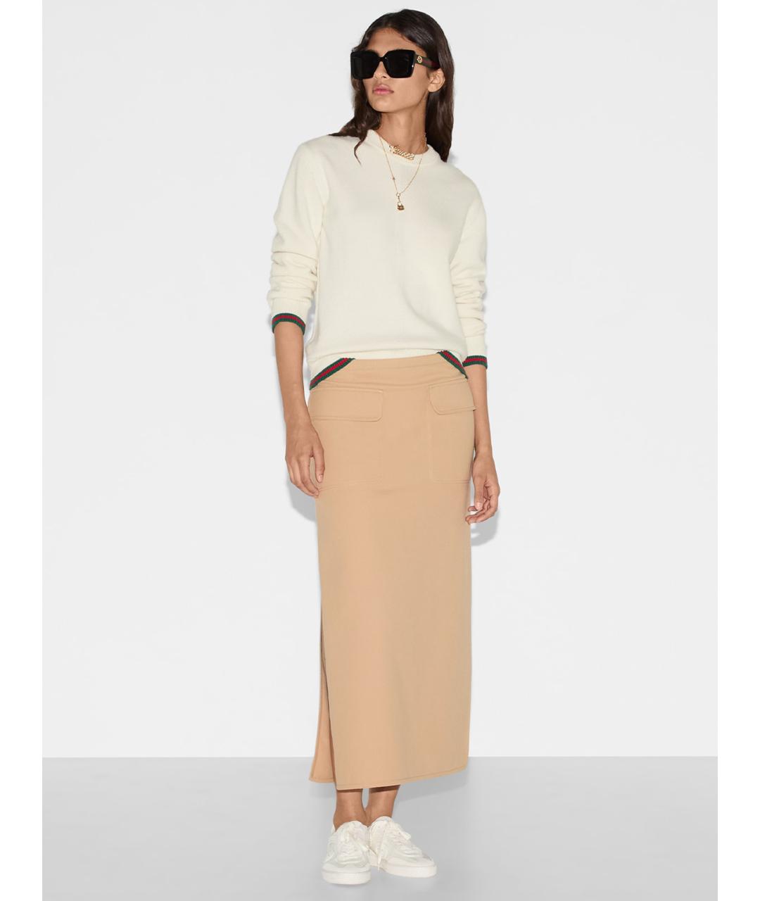 GUCCI Бежевый шерстяной джемпер / свитер, фото 4