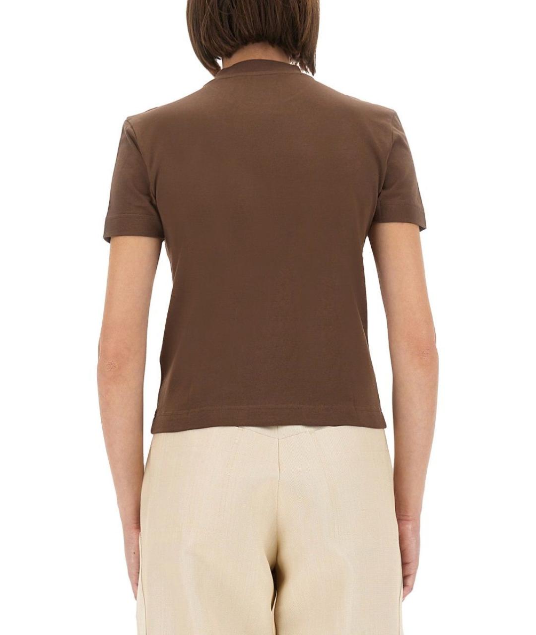 JACQUEMUS Коричневая хлопковая футболка, фото 4