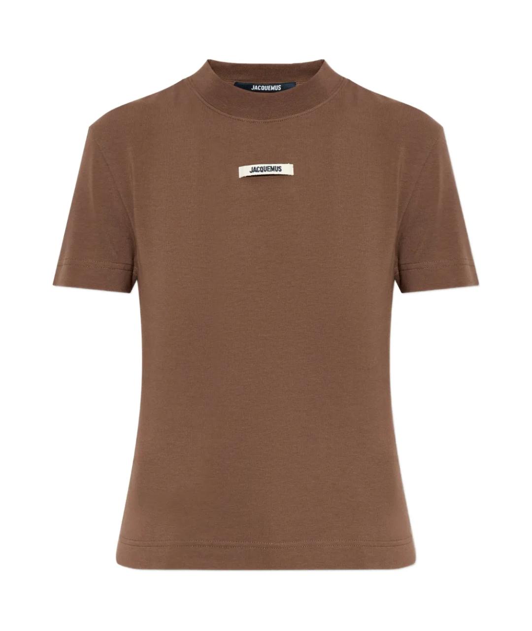JACQUEMUS Коричневая хлопковая футболка, фото 1