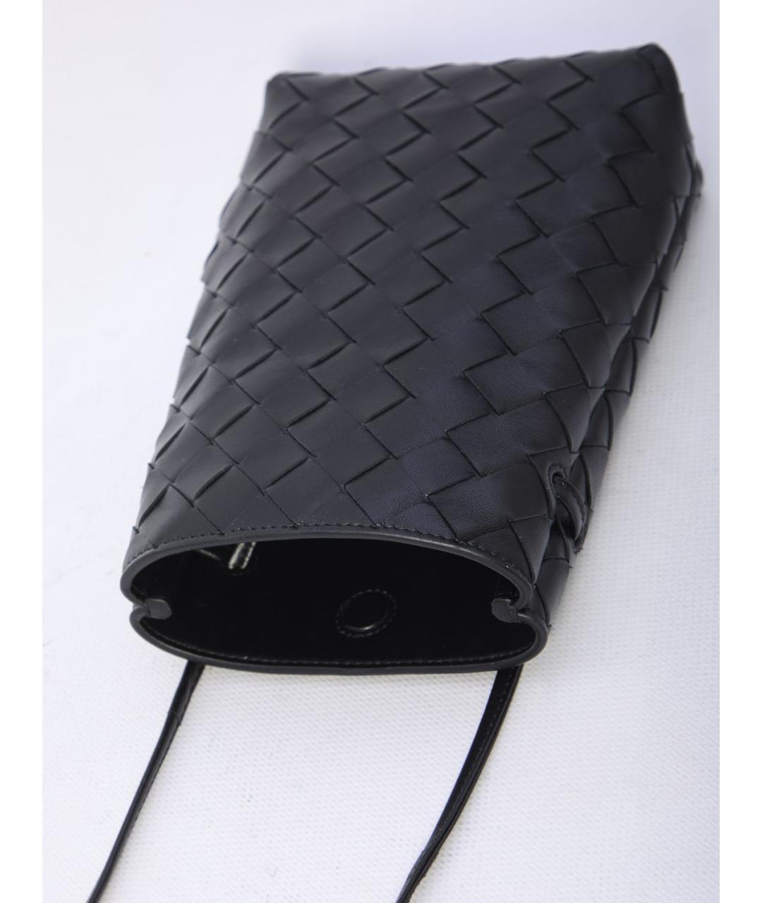 BOTTEGA VENETA Черная кожаная сумка через плечо, фото 4