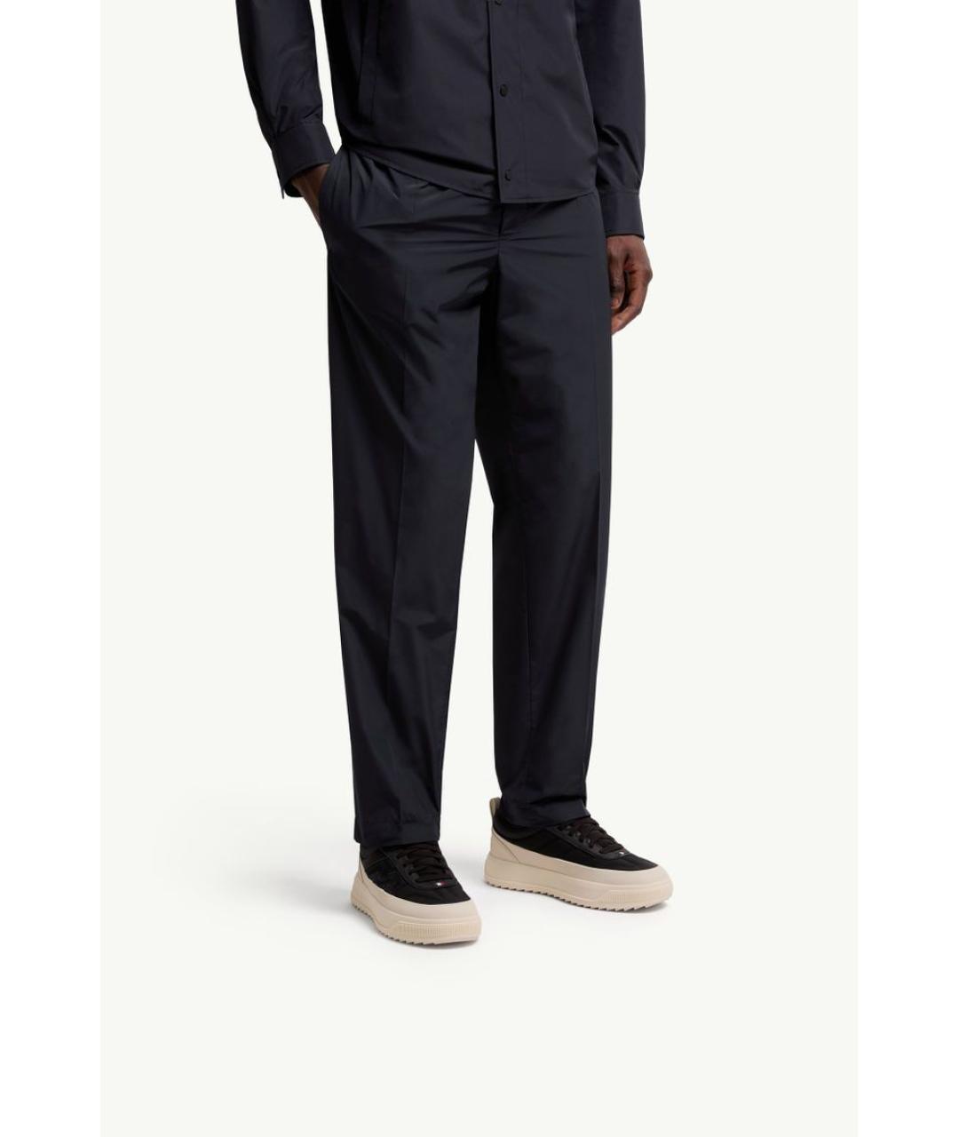 MONCLER Черные кожаные низкие кроссовки / кеды, фото 2