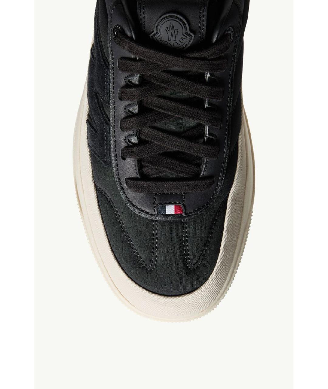 MONCLER Черные кожаные низкие кроссовки / кеды, фото 3