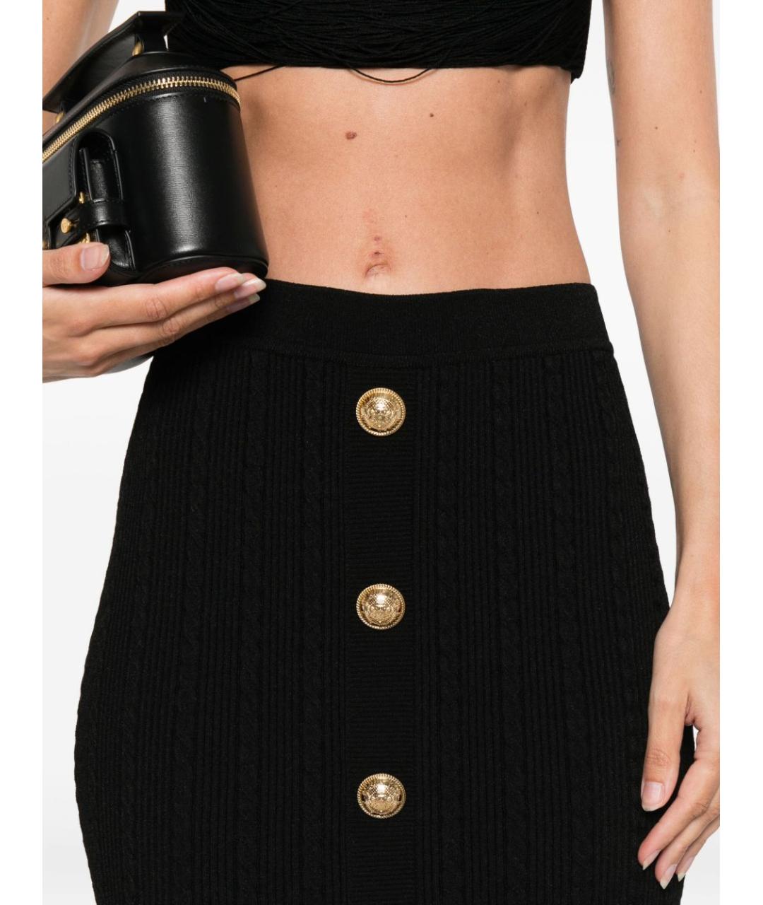 BALMAIN Черная вискозная юбка миди, фото 5