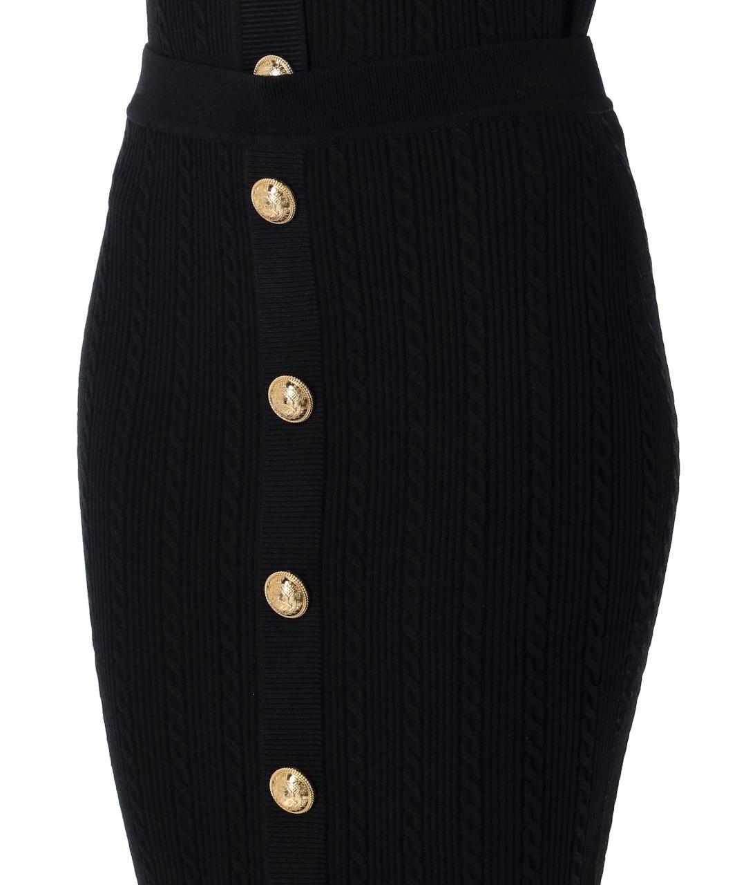 BALMAIN Черная вискозная юбка миди, фото 4