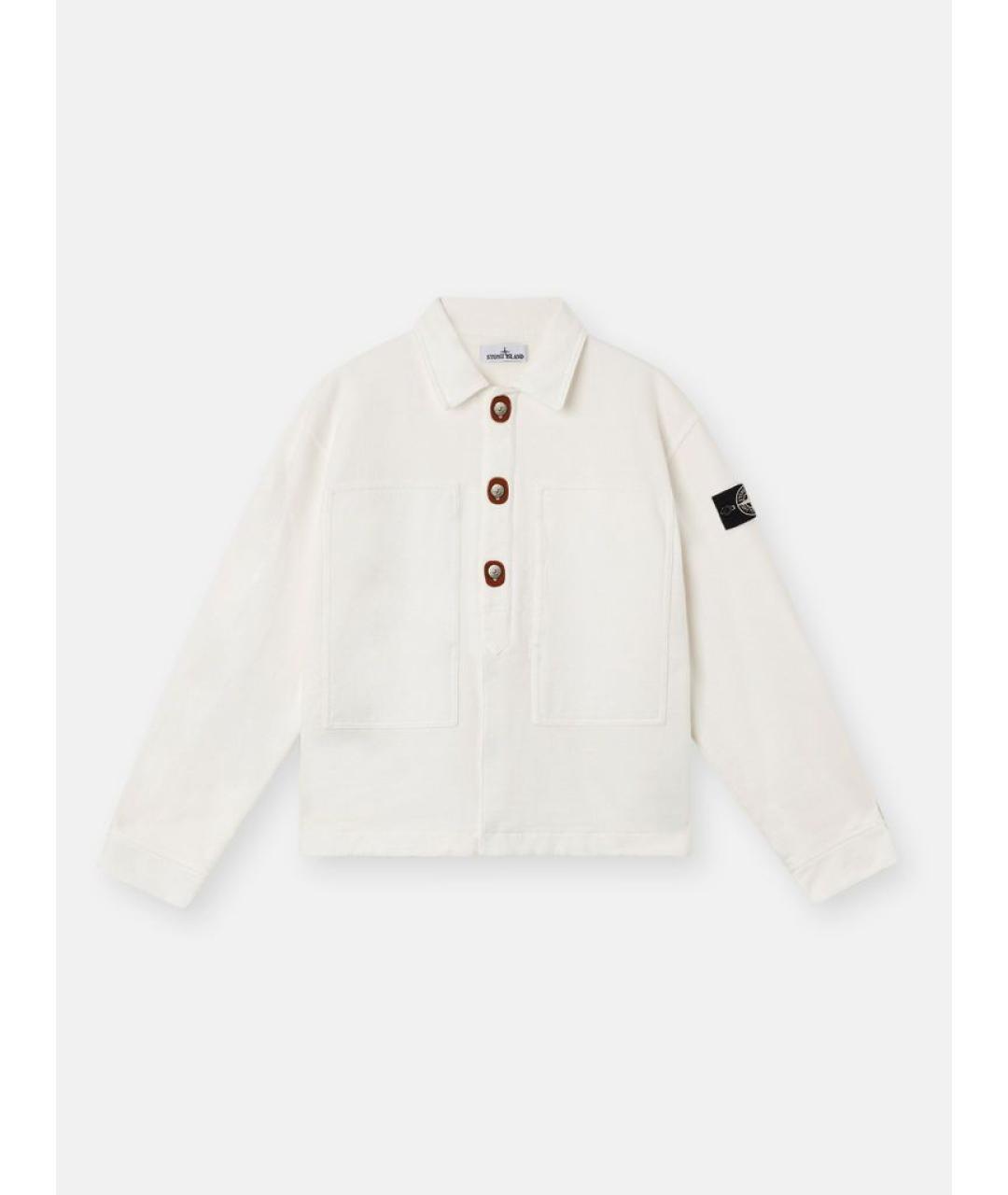 STONE ISLAND Белая хлопковая куртка, фото 6