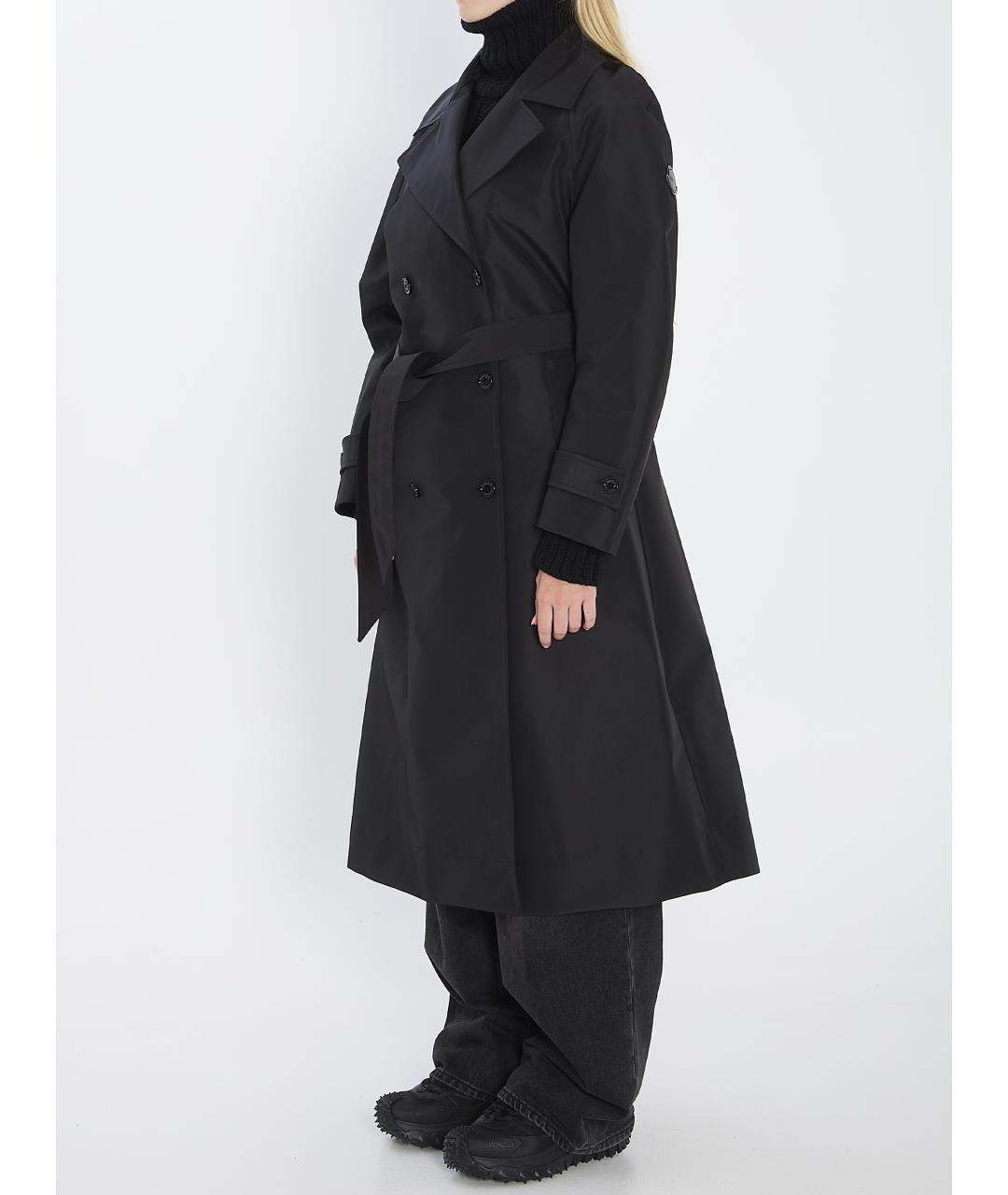 MONCLER Черный полиэстеровый тренч/плащ, фото 3