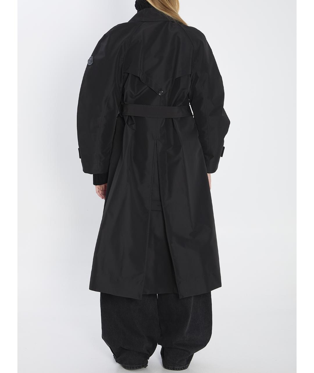 MONCLER Черный полиэстеровый тренч/плащ, фото 5