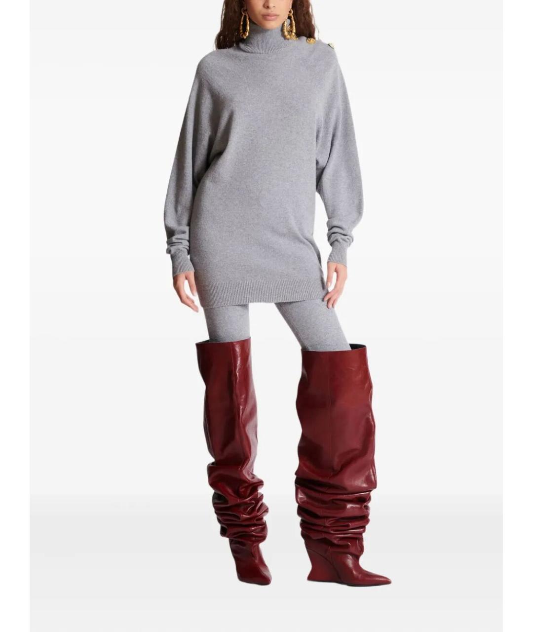 BALMAIN Серое кашемировое повседневное платье, фото 4